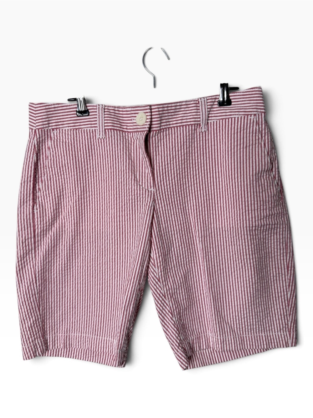 LOFT Red White Striped Seersucker Bermuda Shorts size 2